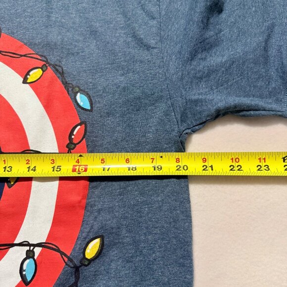 Marvel Men's Captain America Shield Christmas Lights Blue T-Shir Size L Tall NWT - Picture 6 of 7
